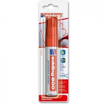 Marcador Permanente Edding 800 Rojo - Punta Biselada 4-12 mm - Resistente al Agua, Secado Rápido e Indeleble - Blister de 1 Unidad