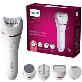 Philips Series 8000 BRE740/10 Wet & Dry Epilator with 9 Accessories