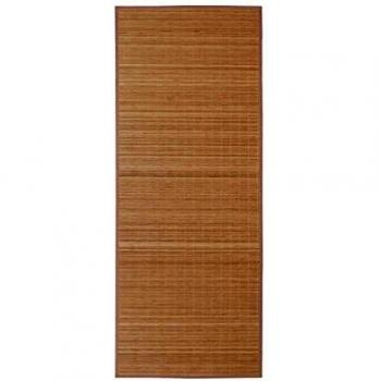 Alfombra de bambú natural cuadrada color marrón, 80 x 300 cm