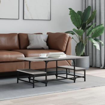 vidaXL Mesa de centro de madera contrachapada 100x50,5x40 cm en color Negro, Roble Sonoma y Roble ahumado, ideal para salón o comedor como mesita auxiliar o mesa de café