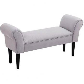 HOMCOM Taburete Pie de Cama Banqueta con Brazos Tapizada Tipo Banco de Madera para Dormitorio Salón Recibidor 102x31x51cm Carga 130kg