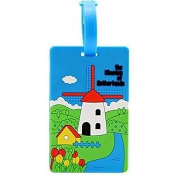 Sweety colorido Cute Lovely silicona Maleta Equipaje de viaje identificador Equipaje Etiquetas vacaciones bolsa de equipaje ID Nombre Dirección Soporte Blue Windmill