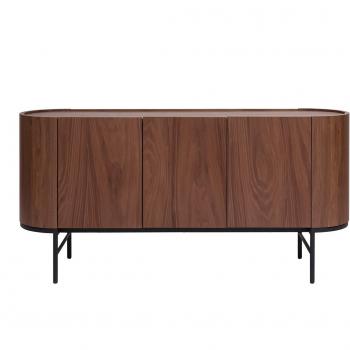 Aparador Miliboo SKYE de 3 puertas en nogal oscuro y metal negro, 160 cm