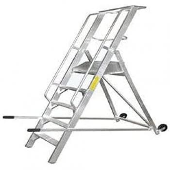 Escalera de Aluminio Doble Castello 05 con Ruedas y Plataforma - 5 Peldaños (470x370mm)