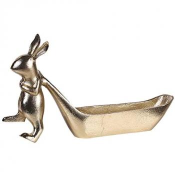Bandeja Decorativa de Metal Dorado con Motivo de Conejo para Joyas y Accesorios, 21 cm