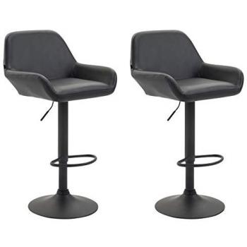 Set de 2 Taburetes de Bar Braga en Cuero PU Negro con Altura Ajustable y Soporte para Pies