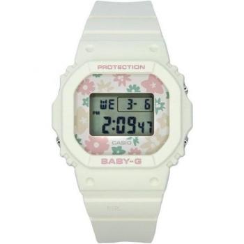 Casio Baby-G Retro Flower Field Digital Women's Watch with White Resin Strap and Quartz Movement BGD-565RP-7 100M