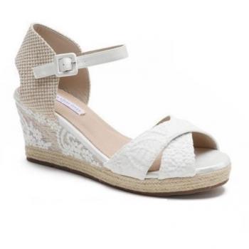 Sandalias de Mujer Mandarina Cuña Monica Blanco
