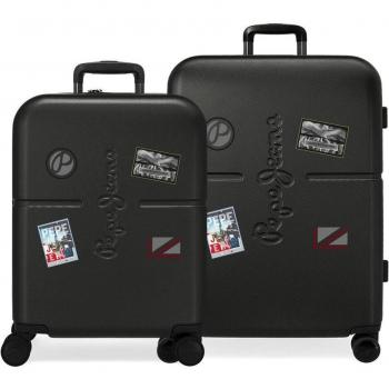 Conjunto de maletas Pepe Jeans Chest Negro, ideales para viajes largos