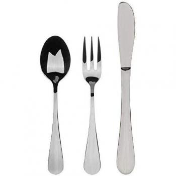 BERGNER Q3460 Set 3 Cubiertos Infantiles en Acero Inoxidable colección Munich Silver Shiny