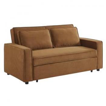 Sofá Cama de Pana Chill de 3 Plazas en Color Caoba, 172.5x91.5x88.5 cm