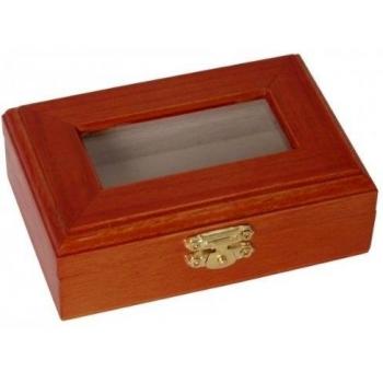 Caja de madera con tapa de cristal, lacado, marrón rosado
