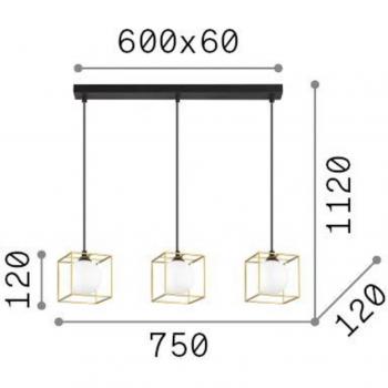 Lámpara colgante Ideal Lux Lingotto, 3 luces, 3 jaulas, negro mate