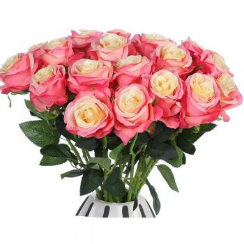 JUSTOYOU Ramo de Rosas Artificiales de Seda arreglos Florales para el hogar, la Oficina o Las Bodas.