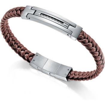 Pulsera hombre Viceroy Magnum de piel trenzada marrón y placa de acero