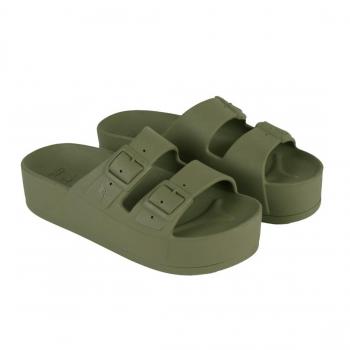 Sandalias de mujer con cuña Caipirinha Classic color kaki oscuro