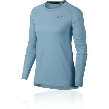 Nike W NK brthe Tail Wind Top LS, OCEAN BLISS