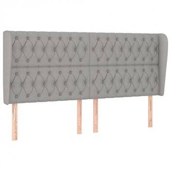 Cabecero con orejas de tela gris claro 203x23x118/128 cm