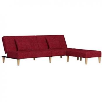 vidaXL Sofá Cama 2 Plazas con 2 Cojines y Reposapiés Invitado Pijamada Ocasional Asiento Otomano Taburete