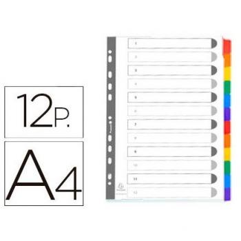 Separador Exacompta cartulina juego de 12 separadores Din A4 multitaladro color blanco 2312E