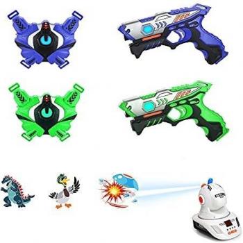 TINOTEEN Subfusil Juego de Pistolas con Chaleco y Proyector, Juego de Proyección de 2 Jugadores