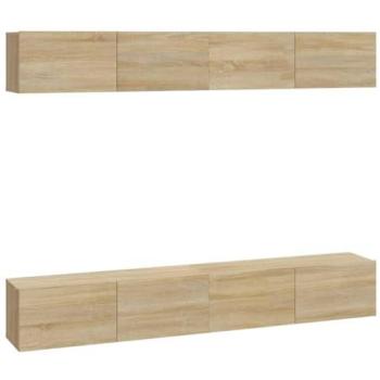 Mueble de TV de pared multimedia 4 piezas roble Sonoma 100 x 30 x 30 cm diseño clásico