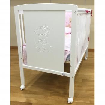 Cuna para bebé, modelo Oso Dormilón + Colchón Viscoelástica + edredón y chichonera Rosa