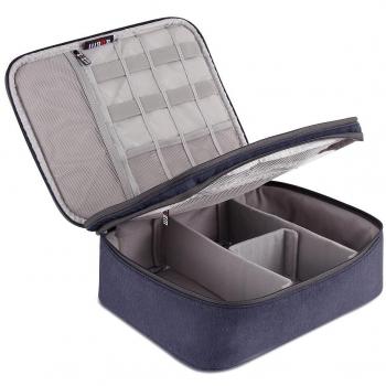 Maletín/Organizador de viaje Bolsa de viaje estuche bolsa de almacenamiento resistente al agua para organizar cables USB accesorios cargadores con interior acolchado configurable