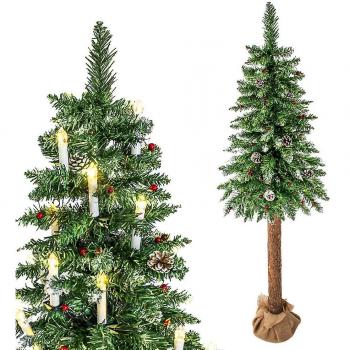 Árbol de Navidad artificial Viking Choice con tronco de madera - 220 cm + nieve y decoración verde
