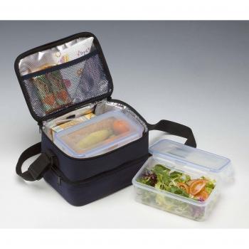 BOLSA PORTA ALIMENTOS BERNAR ISOTERMICA 2 HERMETICOS POLIESTER NEGRO 1.1LT 8/0050