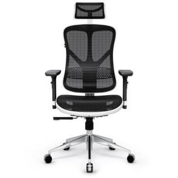 Silla Gaming Ergonómica Diablo V-Basic Blanca y Negra con Reposabrazos 3D, Apoyo Lumbar Integrado y Altura Regulable