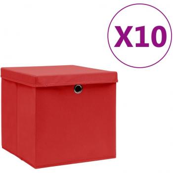 Cajas de almacenaje con tapas 10 uds rojo 28x28x28 cm