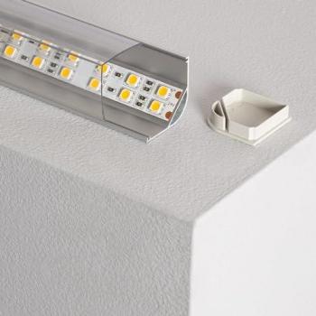 Perfil de Aluminio Esquina con Tapa Circular Continua para Tira LED hasta 20 mm - 2 m