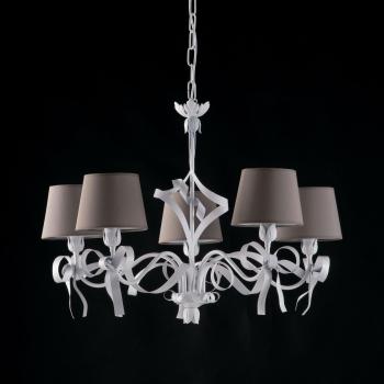 Araña Shabby Chic Lucy Blanco 5 Luces Lámparas Dove