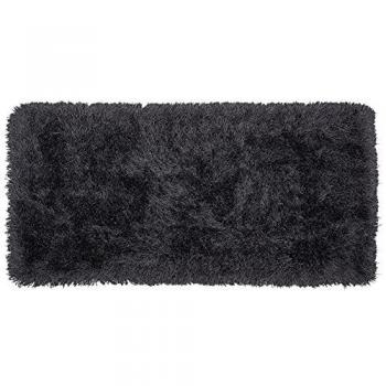 Alfombra Peluda Negra de Pelo Alto Rectangular 80 x 150 cm Poliéster Cide