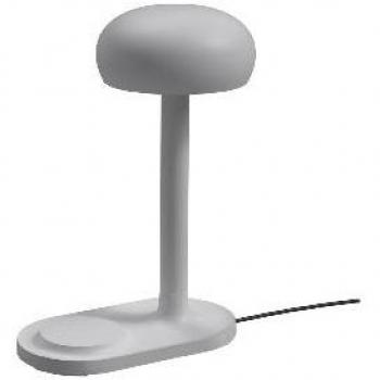Lámpara de mesa LED Emendo con carga inalámbrica Qi, táctil y superficie gris