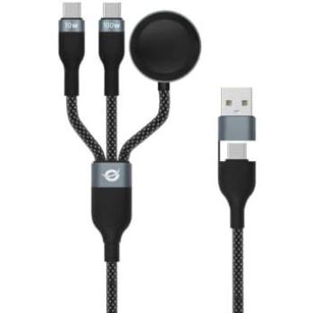 Cable USB 2.0 de 1,5 m con conector USB-A a 2x USB-C, carga rápida 100 W, 480 Mbps, color negro