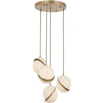 Lámpara colgante de techo WELLHOME, metal, 4 bombillas, acabado blanco y vintage