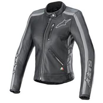 Chaqueta de Moto Mujer Alpinestars Stella Dyno Negro-Gris-Gris Oscuro, Talla L, Cuero, Color Negro/Gris Alquitrán/Gris Oscuro