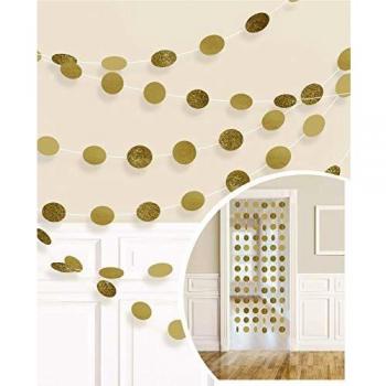 6 COLGANTES DECORATIVOS ORO GLITTER 2.13 M
