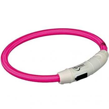 TRIXIE Aro con Luz Flash USB, M-L, 45 cm/7 mm, Rosa, Perro
