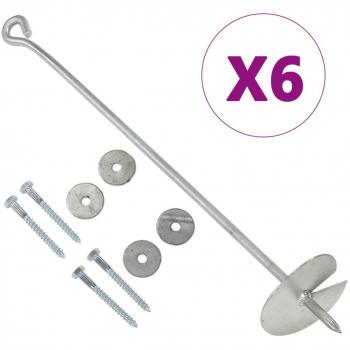 vidaXL Earth Anchors 6 pcs 10x60 cm Galvanised Metal