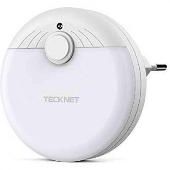 TECKNET Luz Nocturna LED para Escalones con Sensor de Luz Automático, Luz Quitamiedos Infantil para Niños, Enchufe Europeo, Luz Blanco y Suave, Se Fija a Cualquier Sitio