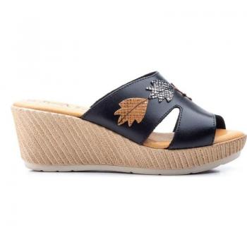 Sandalia Cuña de Mujer LA VIDA ROSA BEIGE y NEGRO