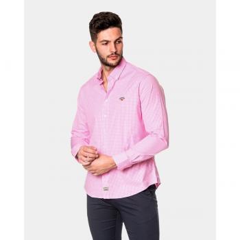 Camisa popelín de hombre regular cuadros vichy en rosa Colección Bandera