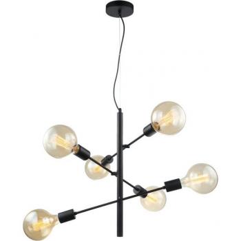 Lámpara colgante moderna Madalyn Black, 6 luces, E27