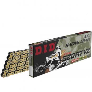 Cadena de transmisión D.I.D 520ATV2 X-Ring - Longitud: 96 eslabones, color Oro y Negro, con unión clip (FJ)