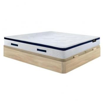 Cama 180 x 200 cm - canapé abatible natural claro + colchón de muelles ensacados MARQUIS de DREAMEA