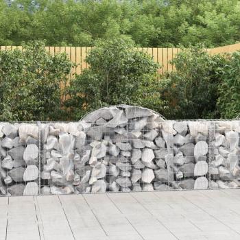 Cestas de Gaviones Arco 12 Piezas 200x50x80/100 cm Hierro Galvanizado Plateado
