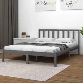 Estructura de cama de madera maciza de pino gris 120x200 cm